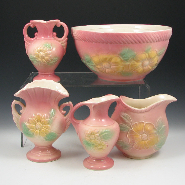 Appraisal: Hull Sun Glow - Pitchers Vases Bowls Lot of seven