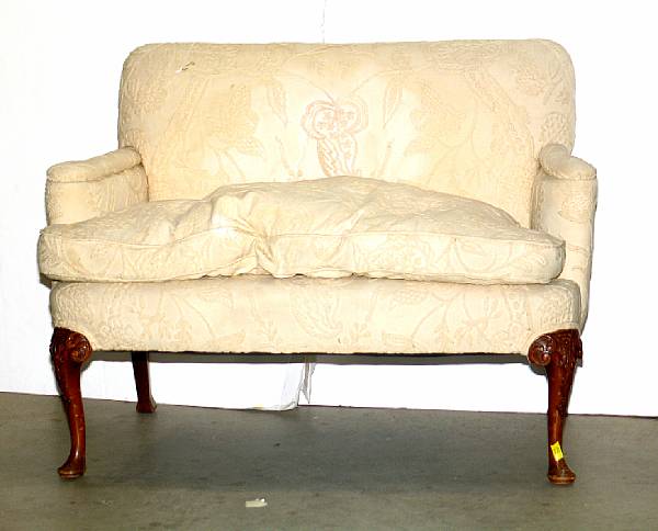 Appraisal: A George III style upholstered settee mid th century height