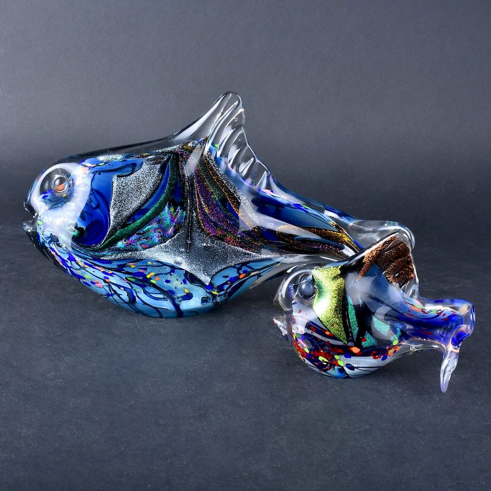 Appraisal: Two Rollin Karg Art Glass Fish Figurines Two Rollin Karg