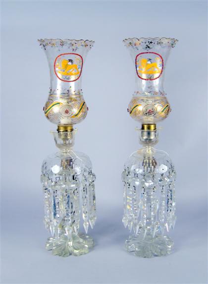 Appraisal: Pair of glass luster table lamps early th century Each