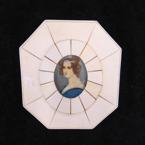 Appraisal: Miniature Painting on Celluliod portrait of a young lady ivory