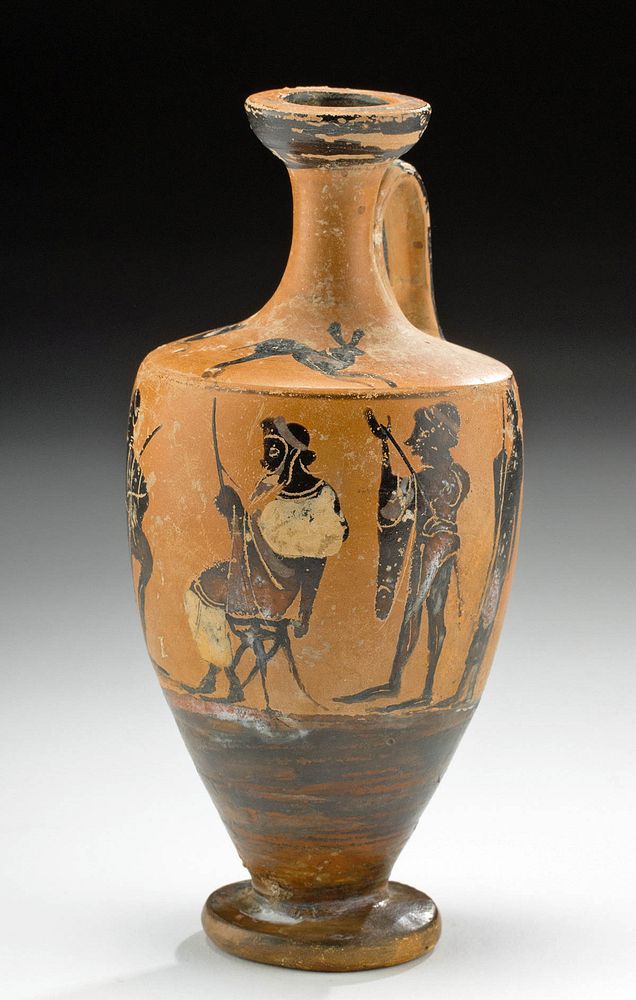 Appraisal: Greek Attic Black-Figure Lekythos - Leader Warrors Greece Athens Attic