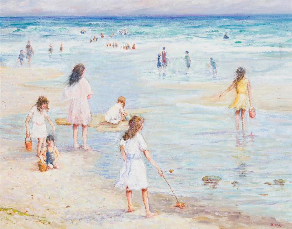 Appraisal: ROGER WILSON DENNIS American - Children at the Beach oil