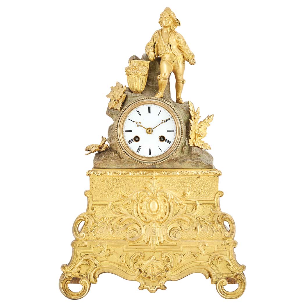 Appraisal: Louis Philippe Gilt and Patinated-Metal and Brass Mantel Clock th