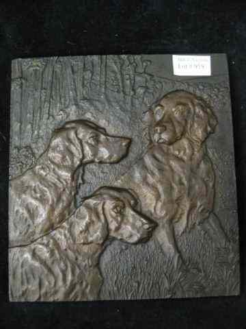 Appraisal: Bronzed Plaque of Three Dogs '' x '' unframed