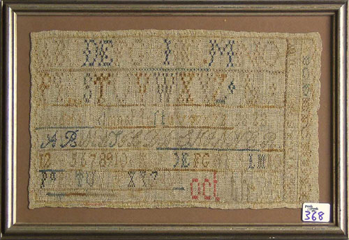 Appraisal: Silk on linen sampler th c