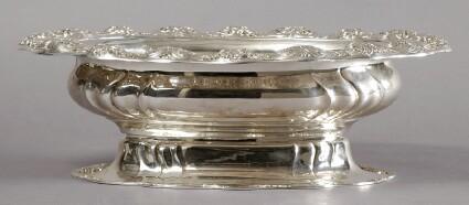 Appraisal: GERMAN SILVER CENTERPIECE With roll-over pierced and waved rim repouss