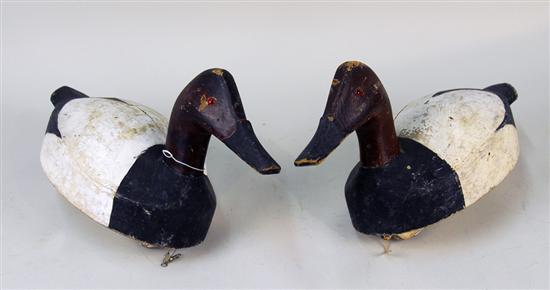 Appraisal: COLLECTION OF SIX CANVASBACK DECOYS stamped LR on base