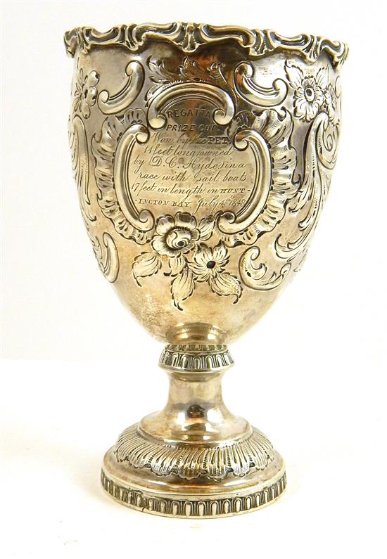 Appraisal: SILVER Gale Hughes New York goblet c shaped rim floral