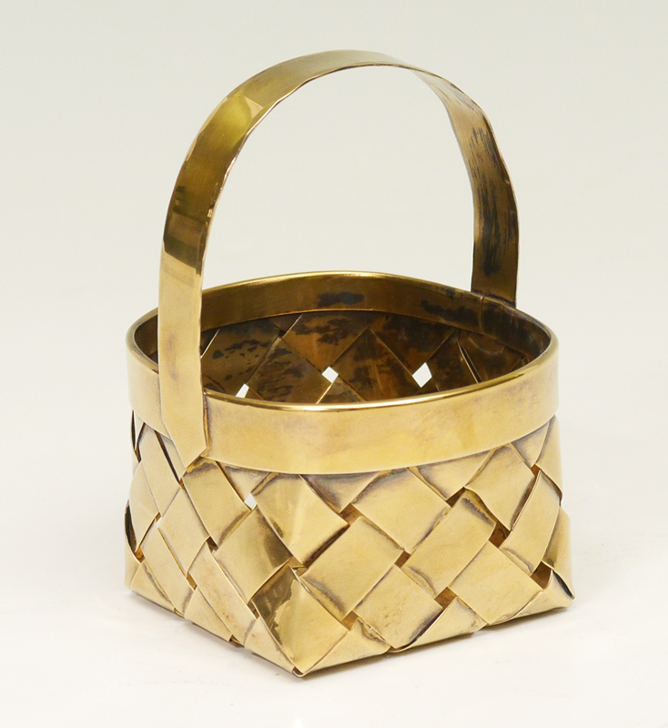 Appraisal: CARTIER VERMEIL STERLING BASKET Diminutive sterling basket with vermeil gold