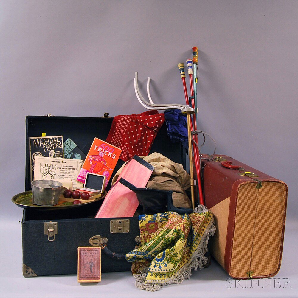 Appraisal: Two Suitcases Containing a Magician's Accoutrements early to mid- th