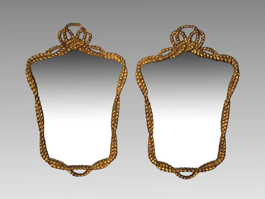 Appraisal: PAIR ITALIAN GILT WOOD MIRRORS The frame carved as a