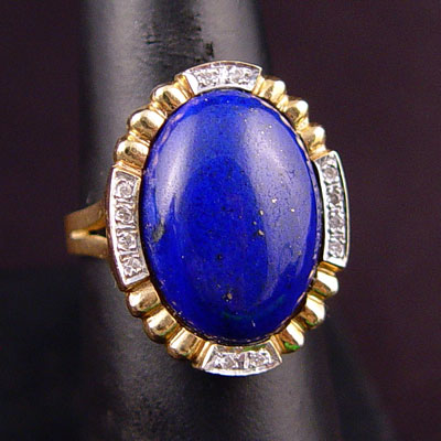 Appraisal: K LAPIS LAZULI AND CTW DIAMOND RING K yellow gold