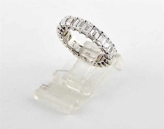 Appraisal: Diamond and platinum eternity band ctw emerald-cut diamonds color H-I