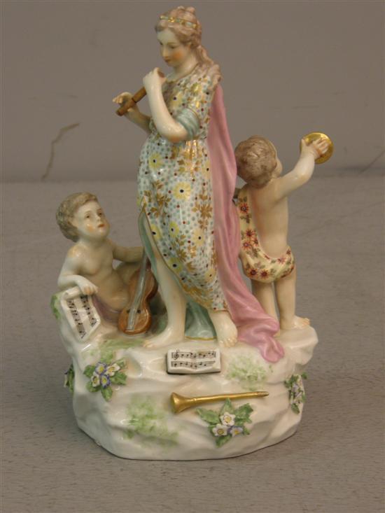 Appraisal: th century porcelain Continental figure young girl playing flute accompanied