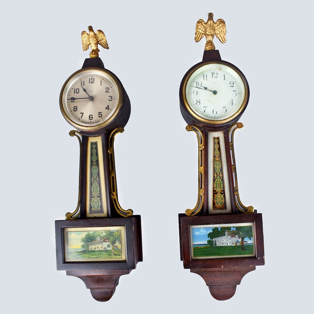 Appraisal: Two New Haven Clock Co Banjo Clocks Two Antique New