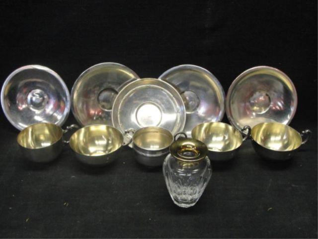 Appraisal: Assorted Continental Silver Cups Saucers Asprey Small Jar From a