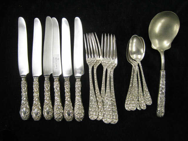 Appraisal: Pieces of Sterling Silver Flatware Baltimore Rose knives teaspoons forks