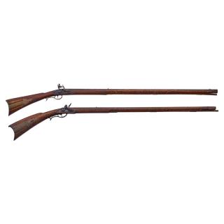 Appraisal: TWO PENNSYLVANIA LONG RIFLES Curly maple stocks late th early