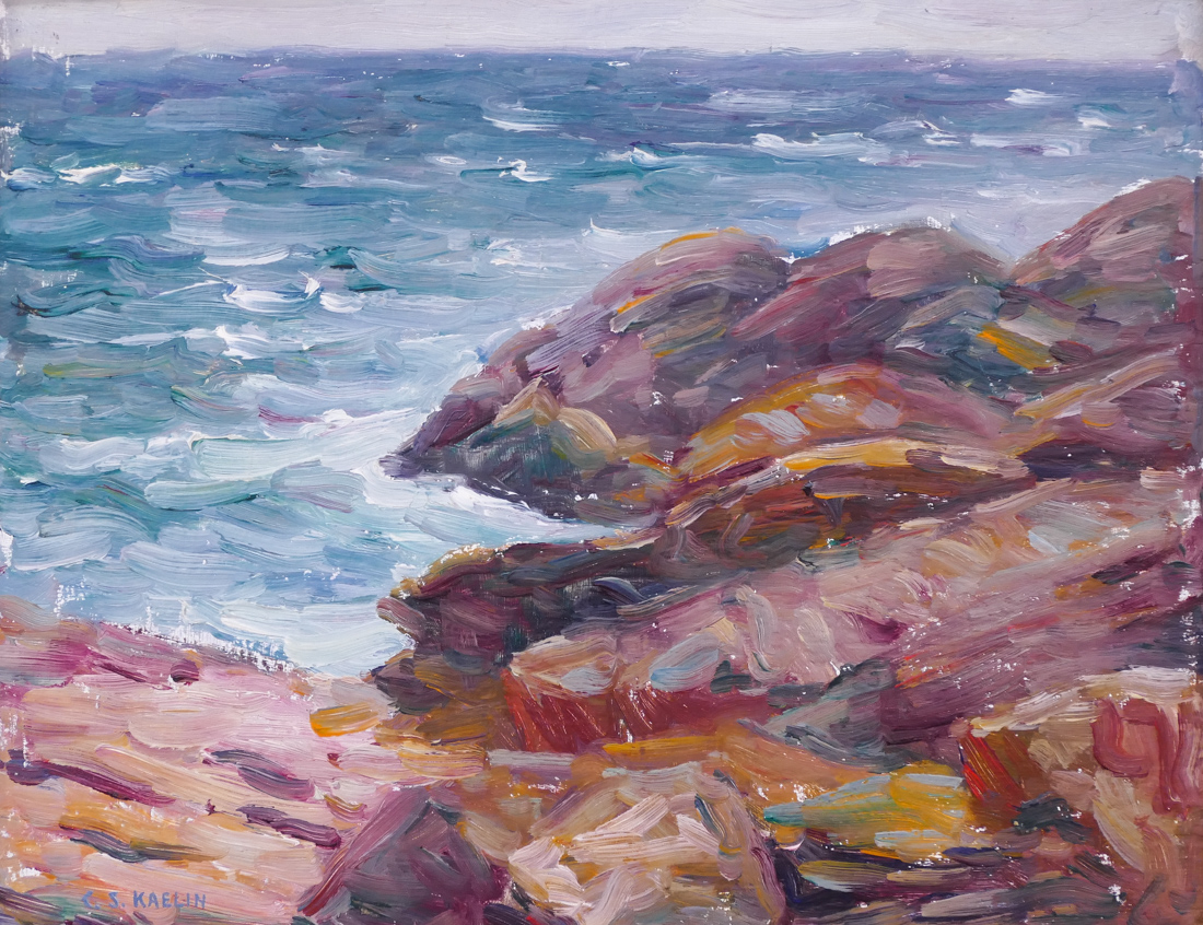 Appraisal: Charles Kaelin - Massachusetts ''Rocky Coast'' Oil on Board ''x