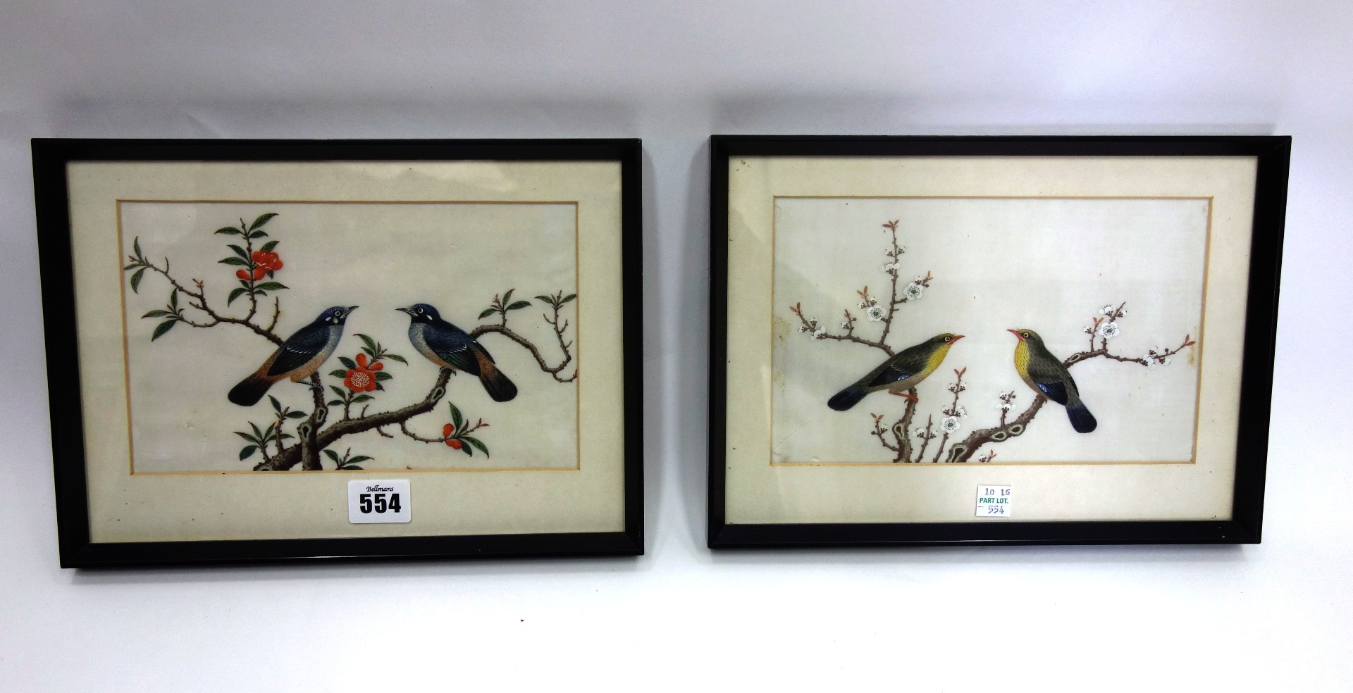 Appraisal: A pair of Chinese pith paper pictures th century depicting