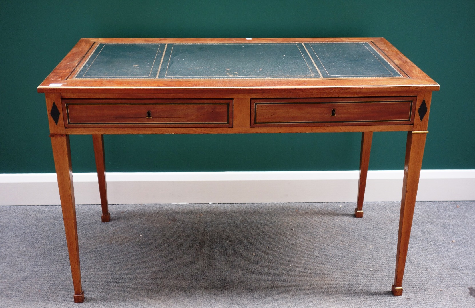 Appraisal: A Louis XVI style gilt metal mounted walnut bureau plat