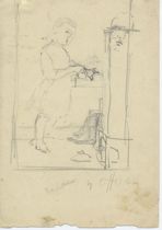 Appraisal: Otto Henry Bacher American - Pose for Portrait sketch by