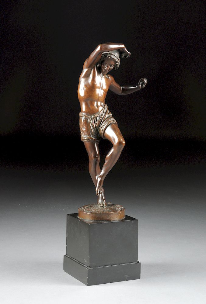 Appraisal: FRANCISQUE JOSEPH DURET French - A PATINATED BRONZE SCULPTURE Neapolitan