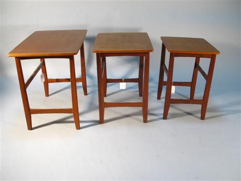 Appraisal: SET OF HANS WEGNER BEECH STYLE NESTING TABLES Designed by