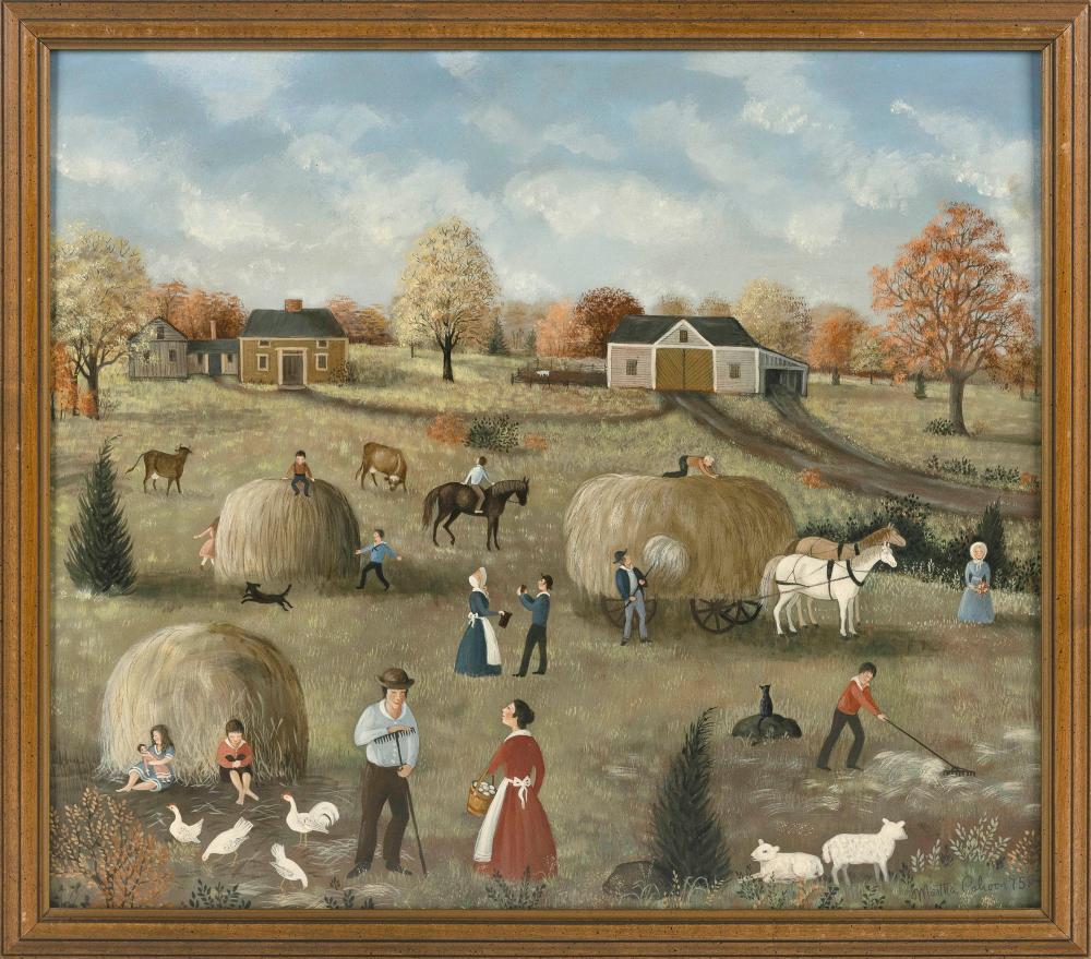 Appraisal: MARTHA FARHAM CAHOON MASSACHUSETTS - FARM SCENE WITH HAYING OIL