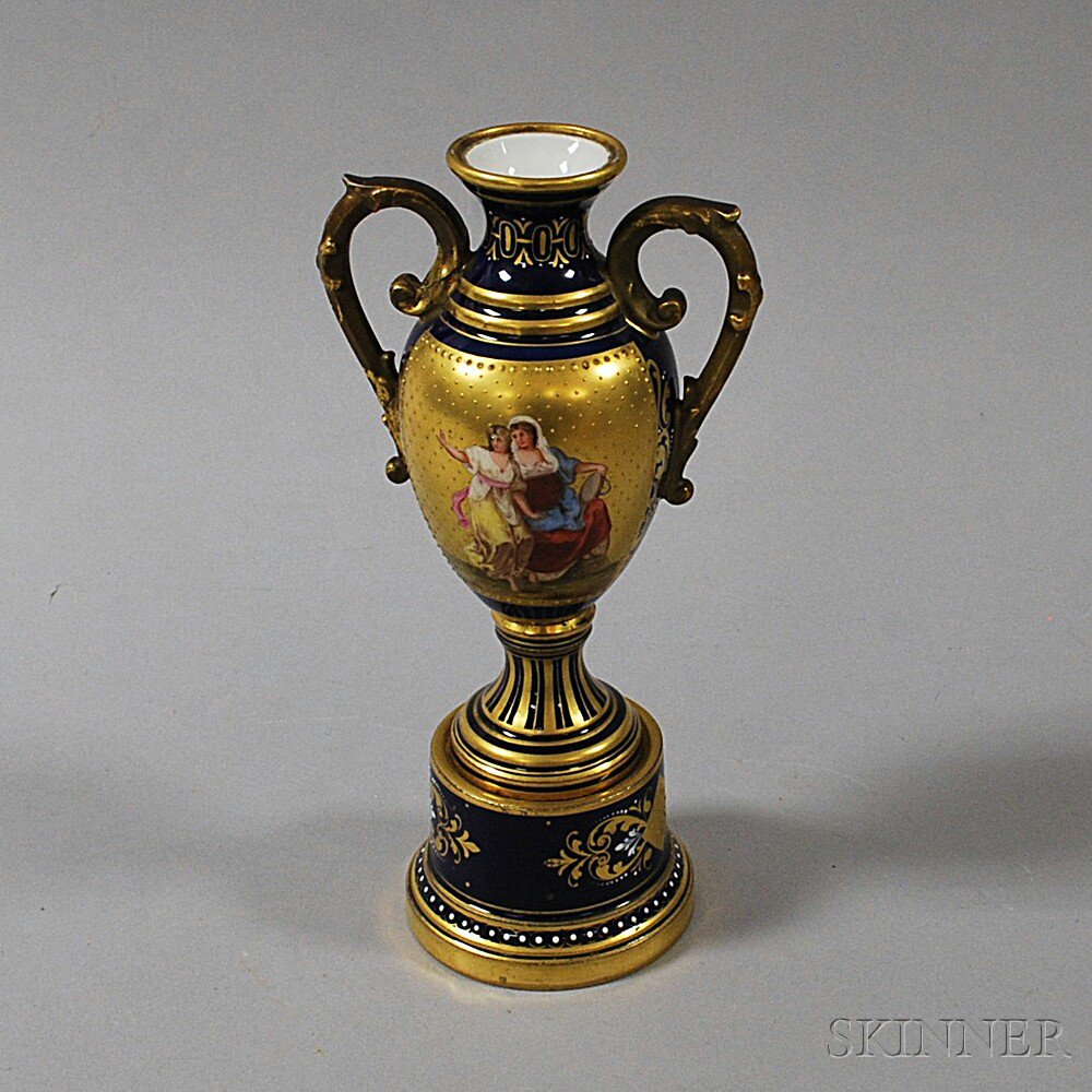 Appraisal: Vienna Porcelain Urn Austria th century the double-handled urn with