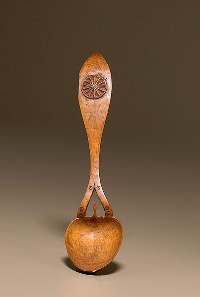 Appraisal: CARVED AND DECORATED LOVE SPOON likely Scandinavian early th century