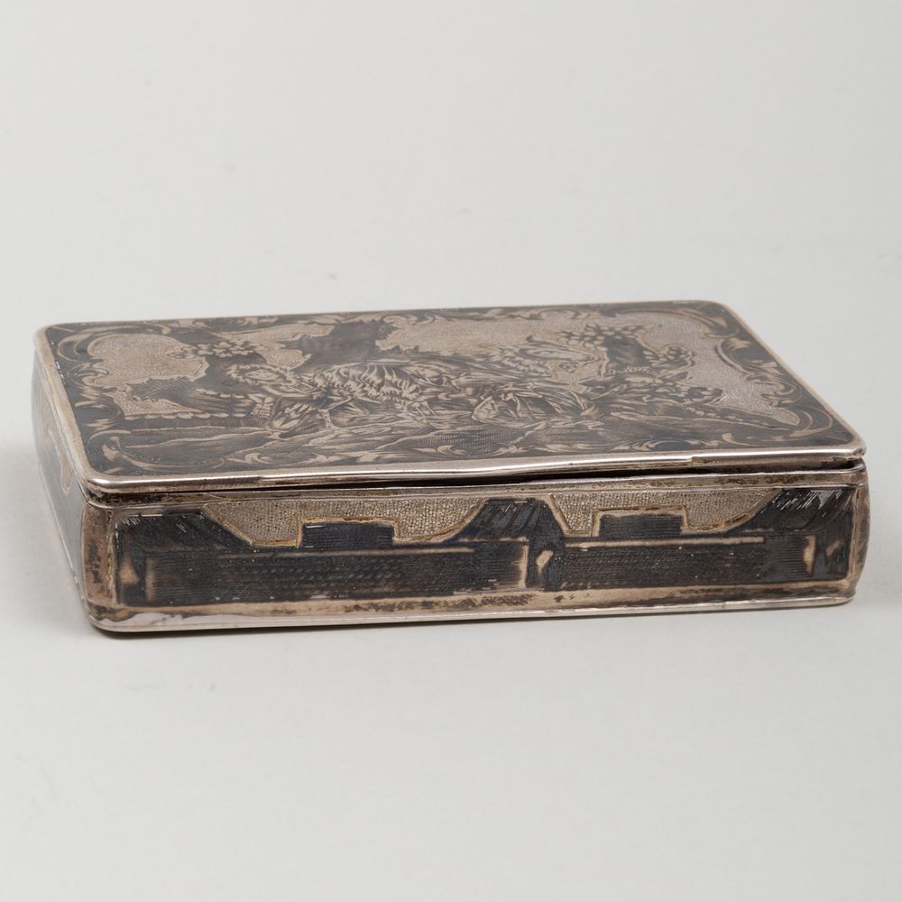 Appraisal: Russian Silver and Niello Snuff Box Marked ' ' city