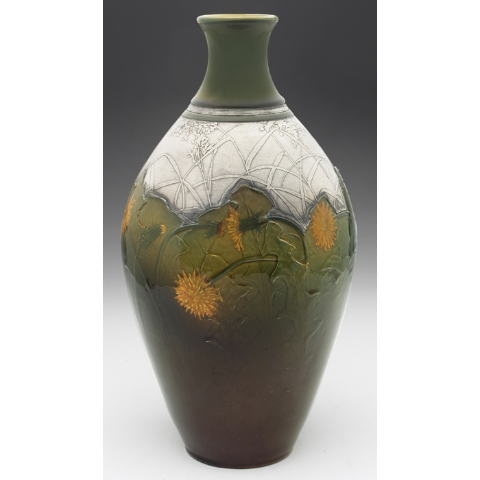 Appraisal: Important Rookwood vase c light Standard glaze with a carved