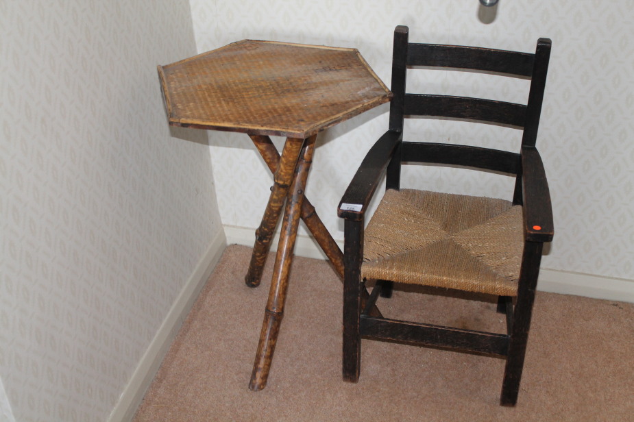 Appraisal: A child's chair and bamboo table