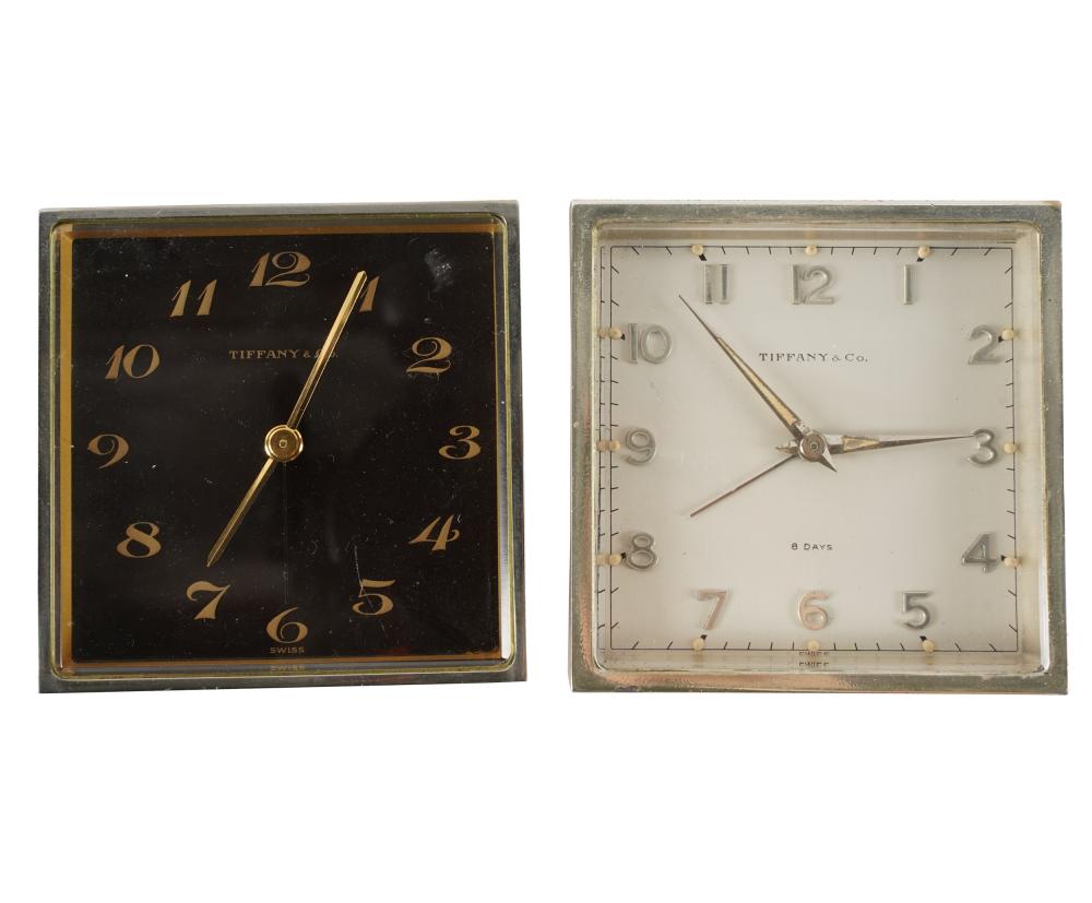 Appraisal: TWO TIFFANY CO DESK CLOCKSthe first the black dial signed