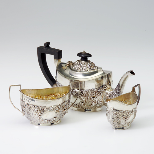 Appraisal: Sydney Brisbane sterling tea set with teapot sugar and creamer