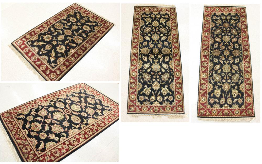 Appraisal: FOUR SIMILAR HAND KNOTTED ORIENTAL AREA RUGS Indo-Persians overall floral