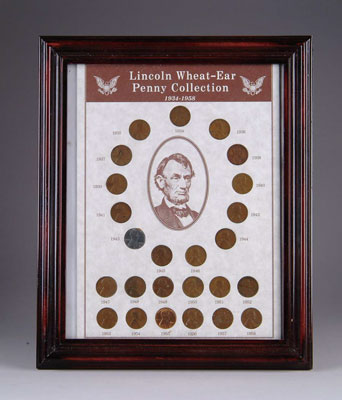 Appraisal: FRAMED WHEAT PENNY COLLECTION The collection consists of Lincoln head