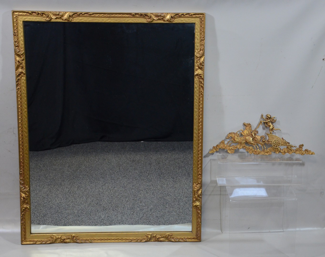 Appraisal: Louis XVI carved and gilt wood rectangular wall mirror h