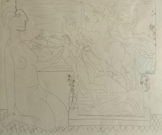 Appraisal: Pablo Picasso etching Pablo Picasso Spanish - - ''Modele Contemplant