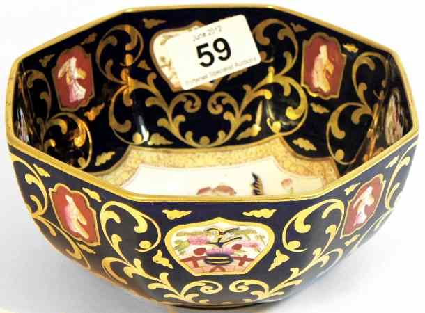 Appraisal: Masons Rich Gold and Blue Hexagonal Bowl