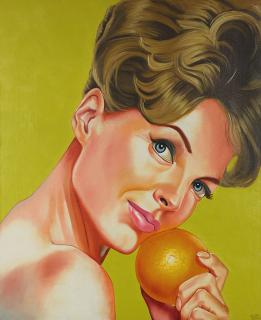 Appraisal: Painting Ralph Goings Julie London with Orange Ralph Goings American