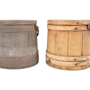 Appraisal: Two Lidded Firkins with Swing Handles Late th Early th