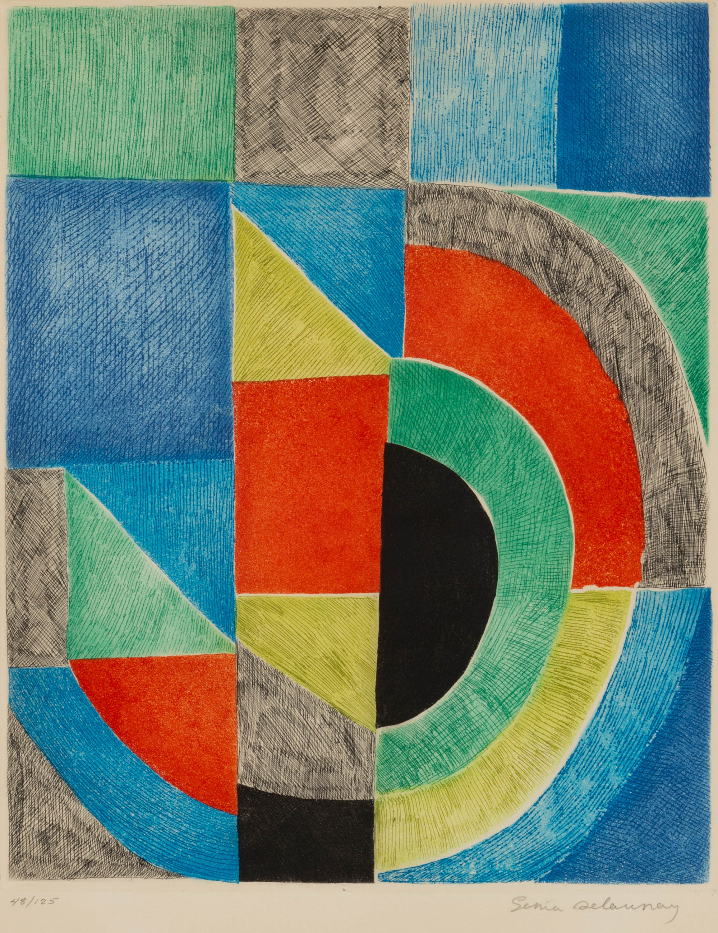 Appraisal: SONIA DELAUNAY FRENCH UKRAINIAN - COMPOSITION Lithograph Pencil signed 'Sonia