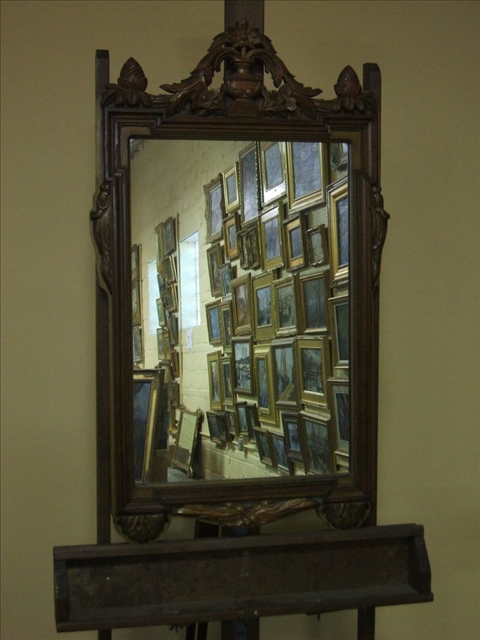 Appraisal: NEOCLASSICAL GOLD PAINTED MAHOGANY MIRROR th century retailed by Tiffany