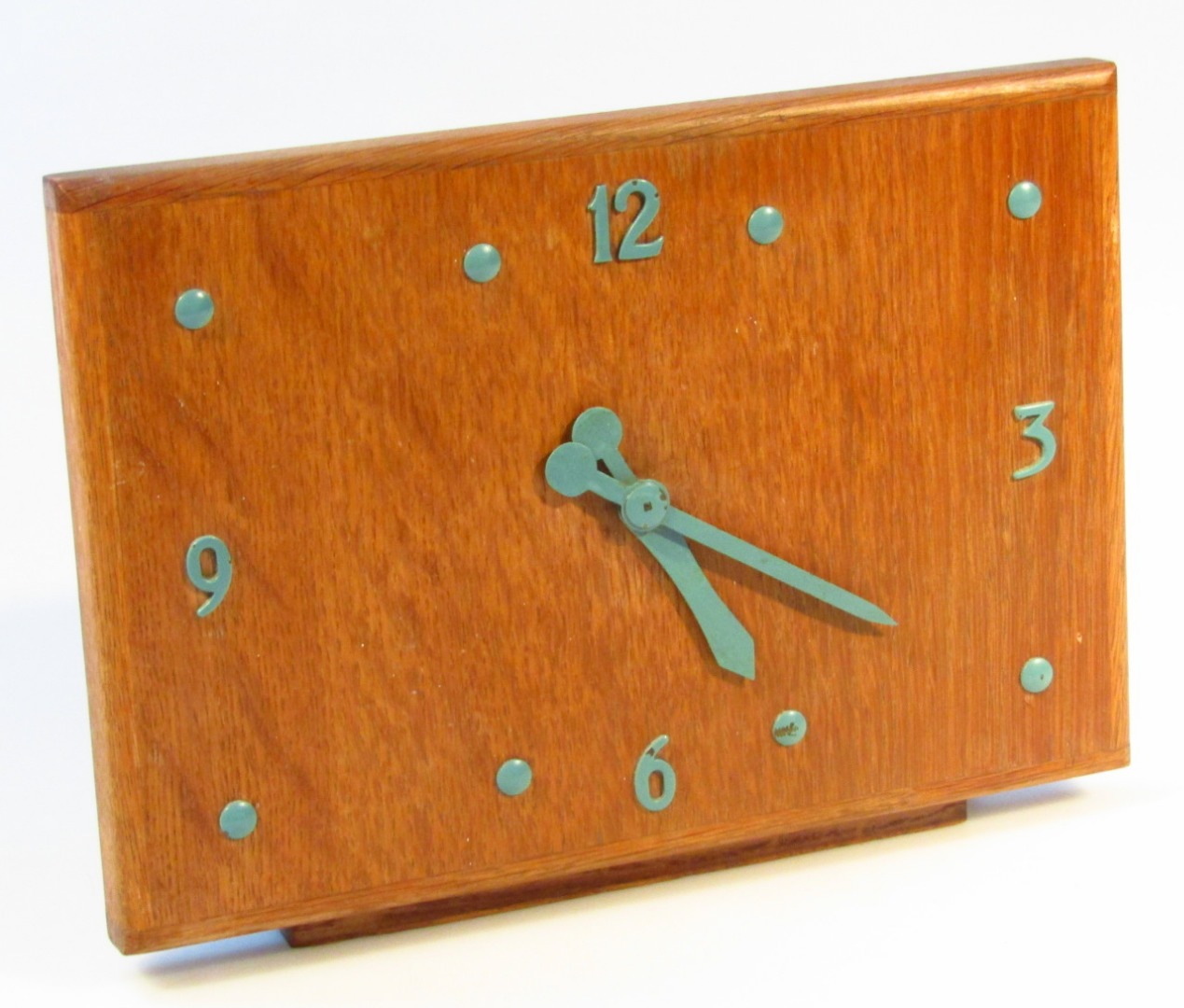 Appraisal: A thC Arts Crafts mantel clock the rectangular wooden face