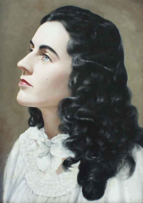 Appraisal: PAINTING OF YOUNG DARK HAIRED BEAUTY Oil Masonite '' x