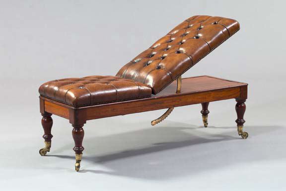 Appraisal: Rare Mahogany and Leather Tufted Victorian Surgeon's Metamorphic Bench third