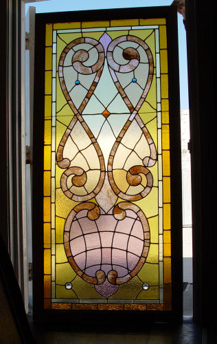 Appraisal: LARGE STAINED GLASS PANEL '' x '' overall Shades of